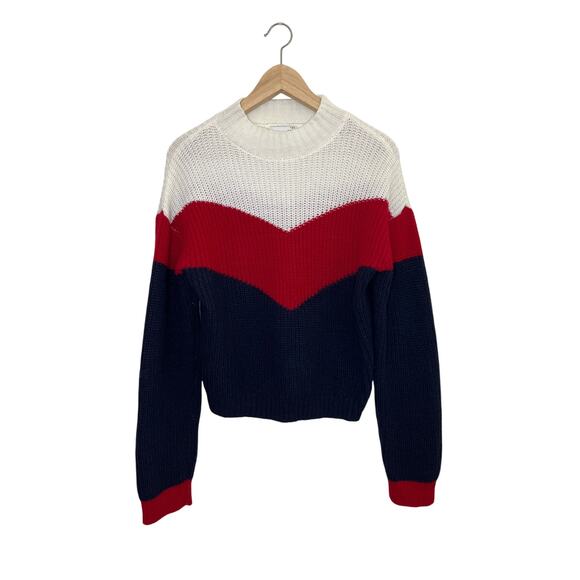 Ten Sixty Sherman Chevron Stripe Colorblock High-Neck Sweater - Picture 1 of 16